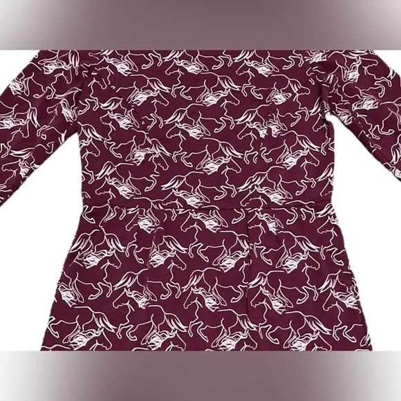 Boden Penny Dress Wild Horse Print Sheath Pencil Knee Length 3/4 Sleeve Red 6R - Picture 6 of 12